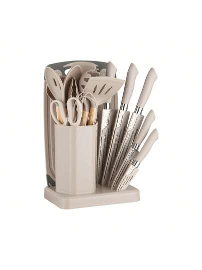 19-piece silicone kitchen utensil and knife set