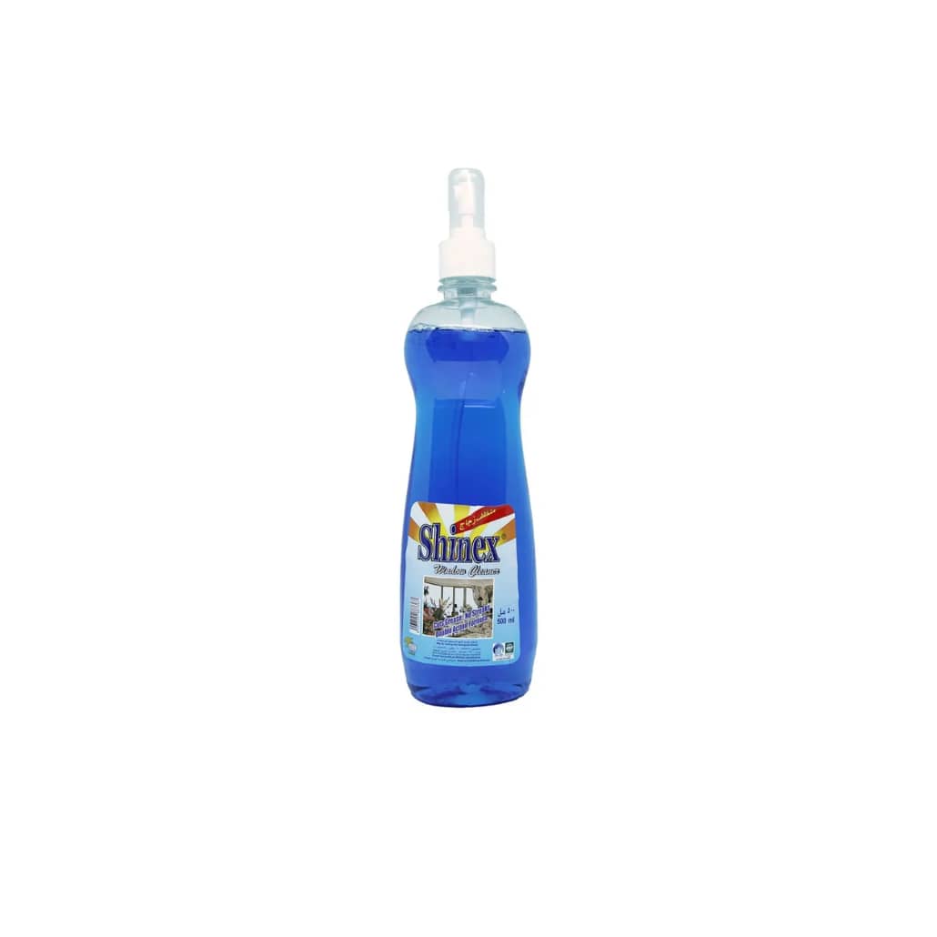 500ml bottle of shinex blue window cleaner spray.
