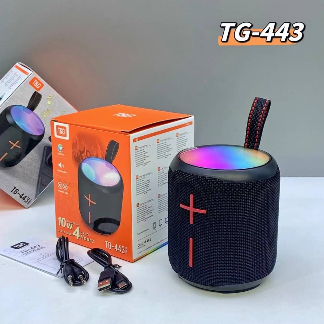 T&TG  TG-443 Portable wireless speaker in black.
