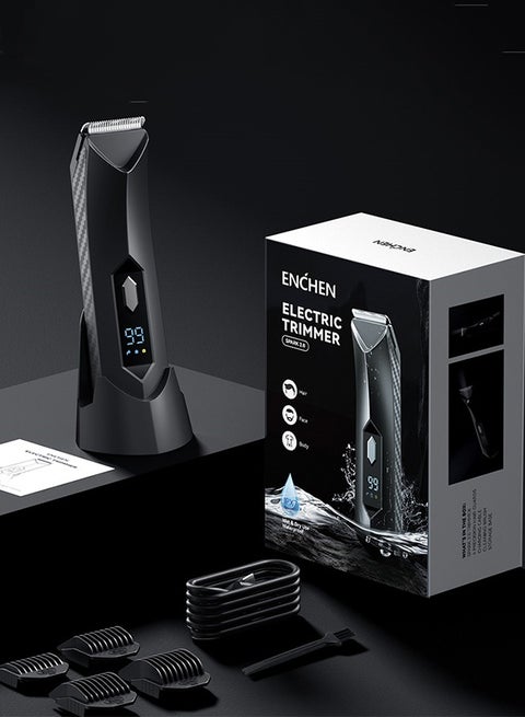 ENCHEN Spark 2.0 electric trimmer with a black textured grip and digital battery display.