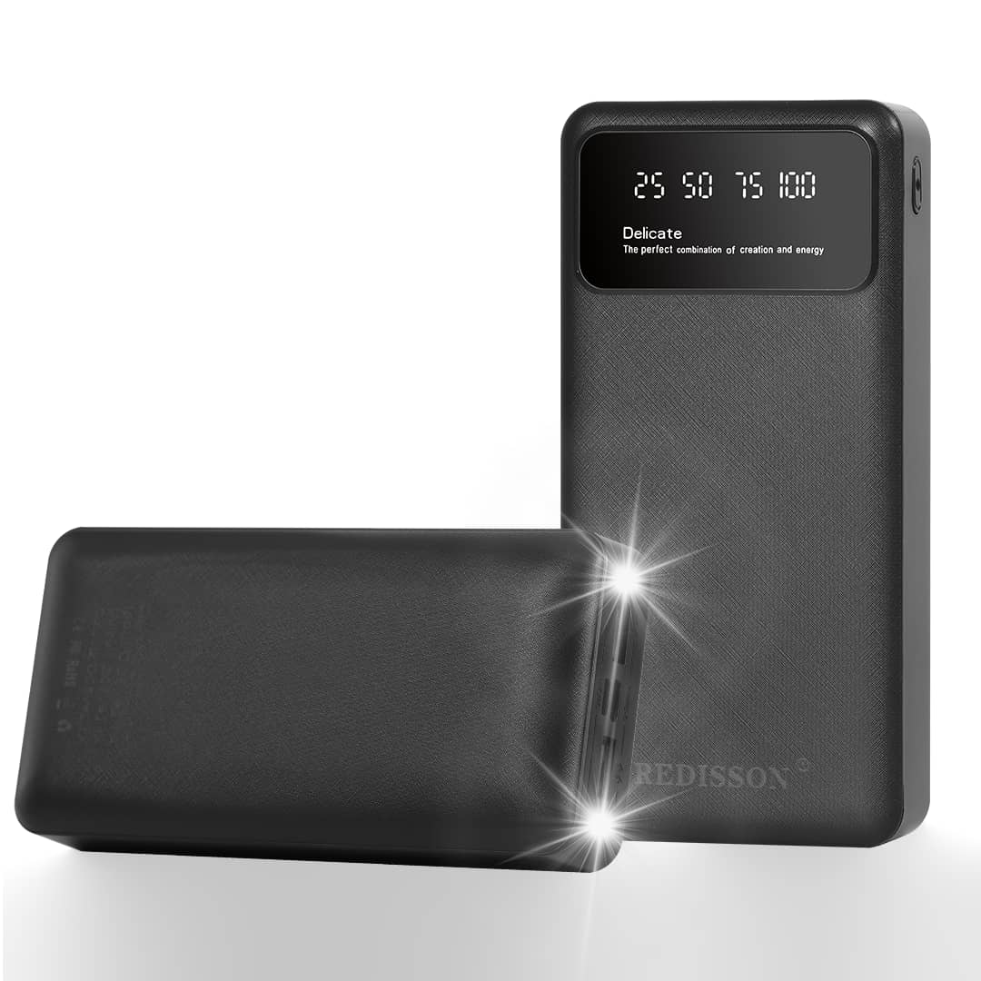 20000 mAh portable power bank featuring a digital display for remaining battery life